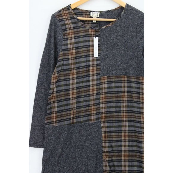 Mo:vint Anthropologie Dress Tunic Womens Gray Plaid Pullover Long Sleeve Small S - Picture 3 of 9
